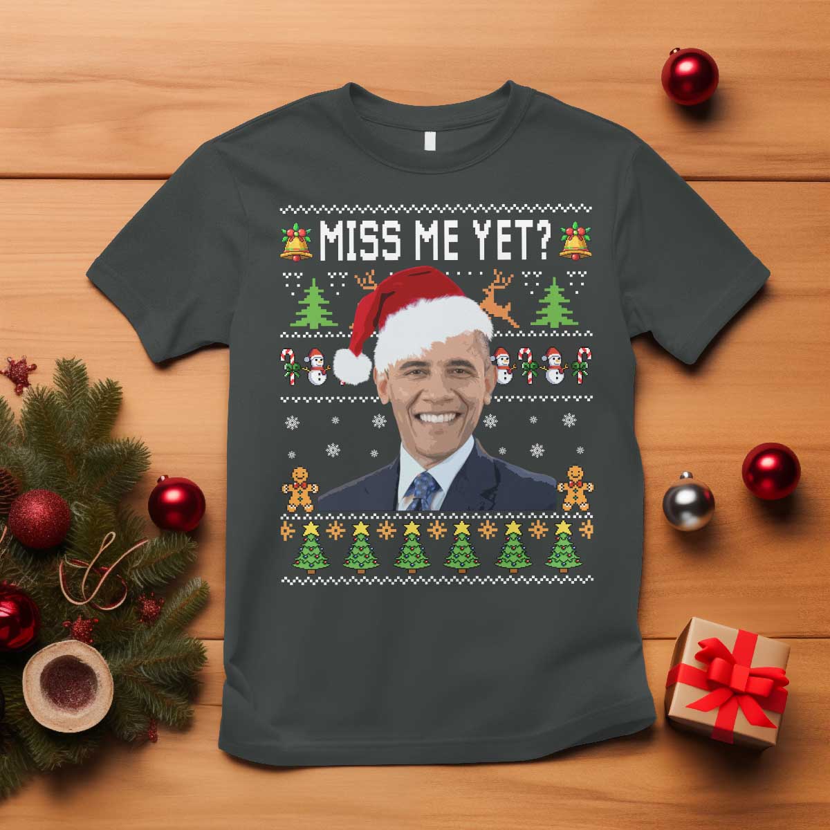 Funny Obama Ugly Xmas T Shirt Miss Me Yet Pajamas Ugly - Wonder Print Shop