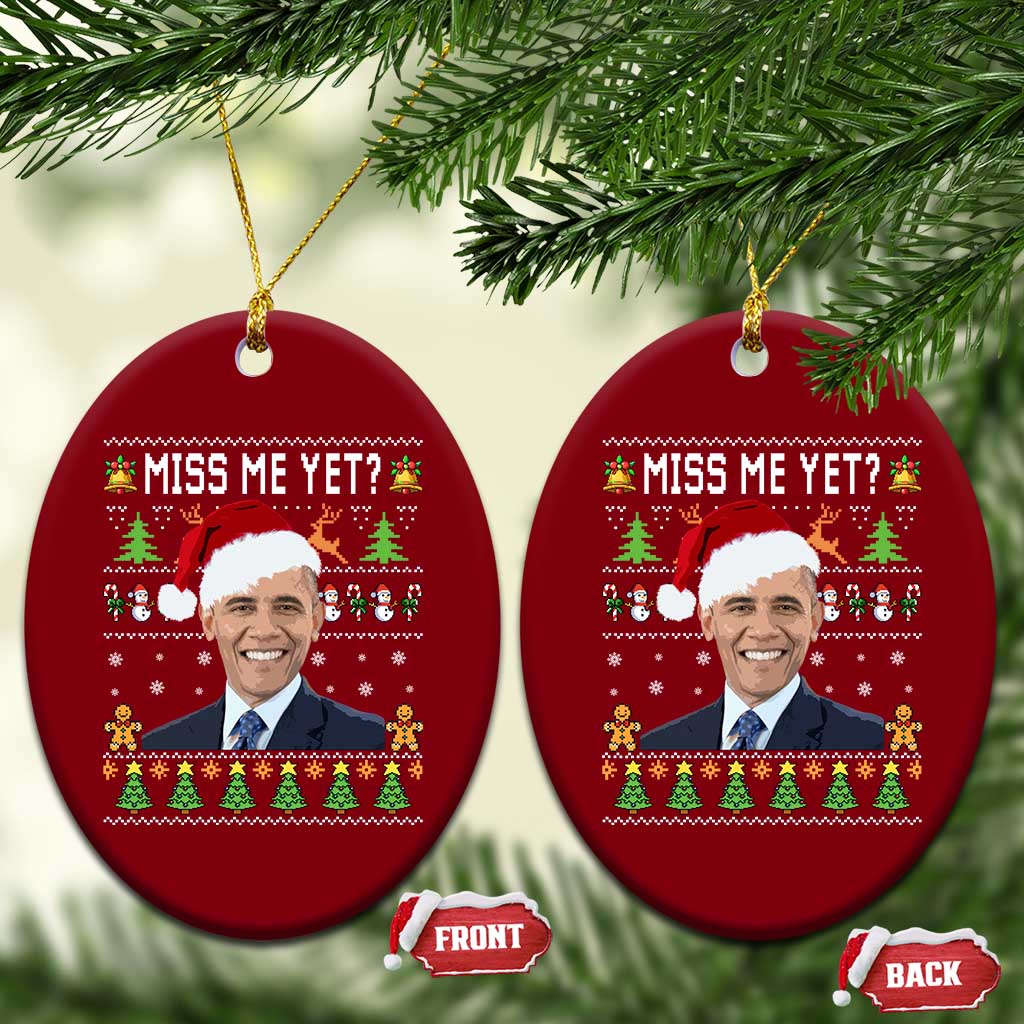 Funny Obama Ugly Xmas Ceramic Ornament Miss Me Yet Pajamas Ugly - Wonder Print Shop