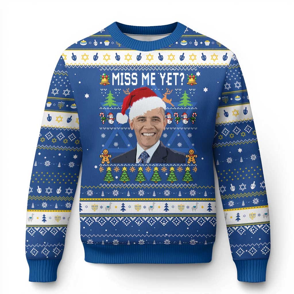 Funny Obama Ugly Xmas Hanukkah Ugly Sweater Miss Me Yet Pajamas Ugly - Wonder Print Shop