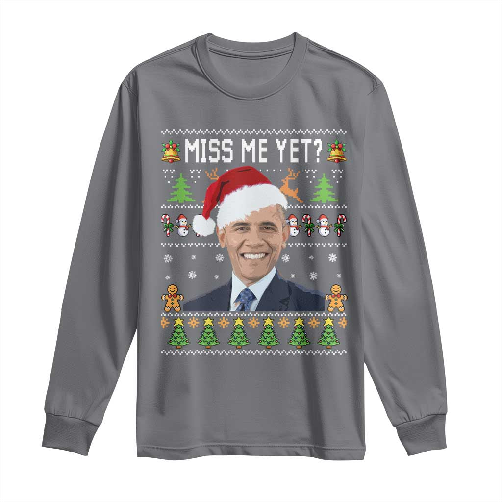 Funny Obama Ugly Xmas Long Sleeve Shirt Miss Me Yet Pajamas Ugly - Wonder Print Shop