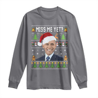 Funny Obama Ugly Xmas Long Sleeve Shirt Miss Me Yet Pajamas Ugly - Wonder Print Shop