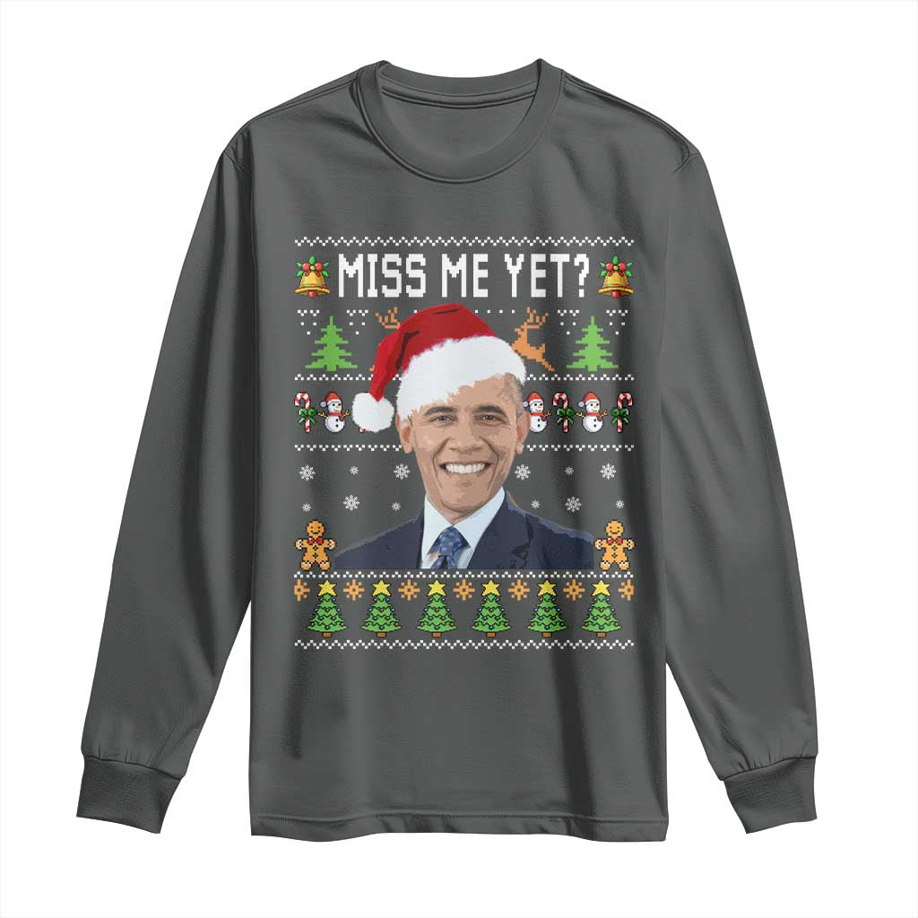 Funny Obama Ugly Xmas Long Sleeve Shirt Miss Me Yet Pajamas Ugly - Wonder Print Shop