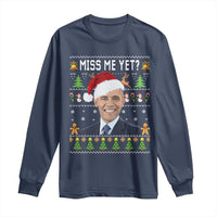 Funny Obama Ugly Xmas Long Sleeve Shirt Miss Me Yet Pajamas Ugly - Wonder Print Shop