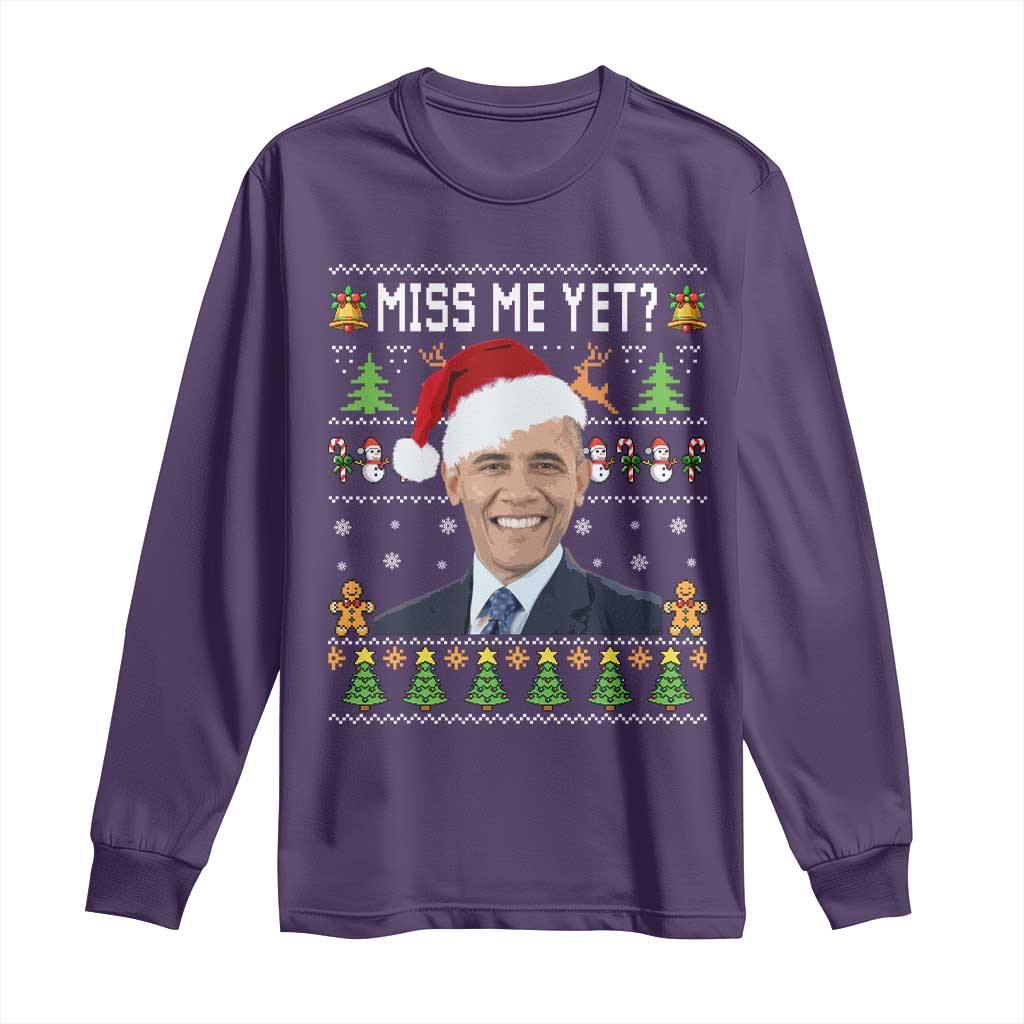 Funny Obama Ugly Xmas Long Sleeve Shirt Miss Me Yet Pajamas Ugly - Wonder Print Shop