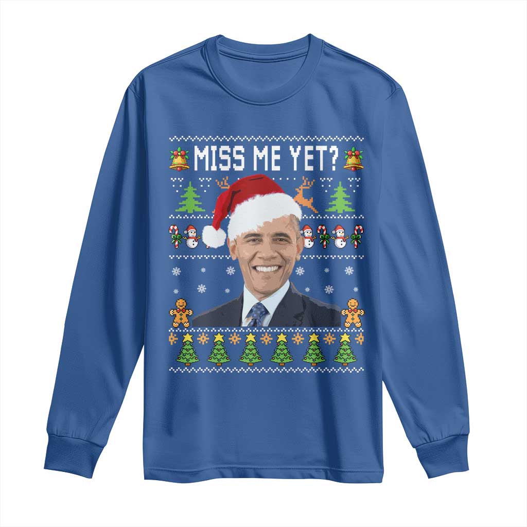Funny Obama Ugly Xmas Long Sleeve Shirt Miss Me Yet Pajamas Ugly - Wonder Print Shop
