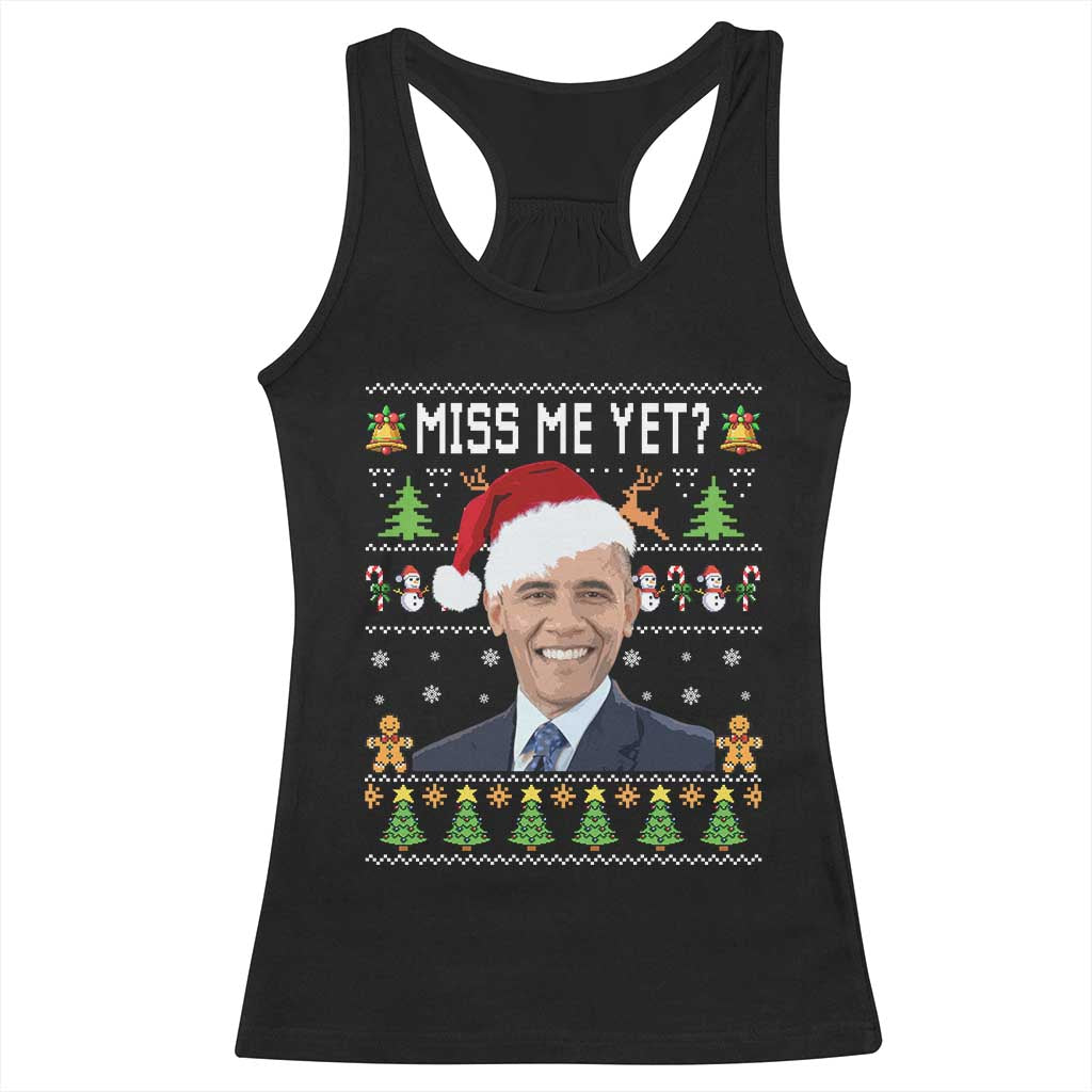 Funny Obama Ugly Xmas Racerback Tank Top Miss Me Yet Pajamas Ugly - Wonder Print Shop