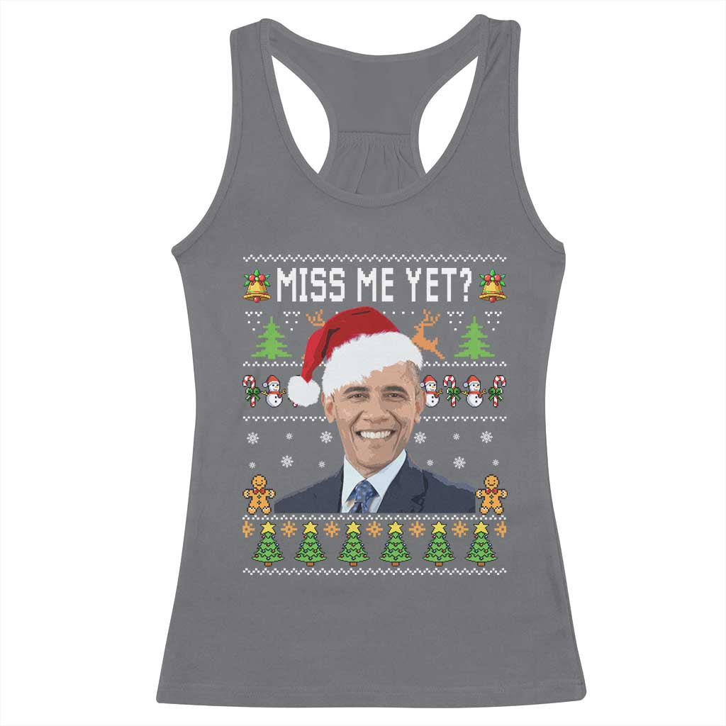 Funny Obama Ugly Xmas Racerback Tank Top Miss Me Yet Pajamas Ugly - Wonder Print Shop