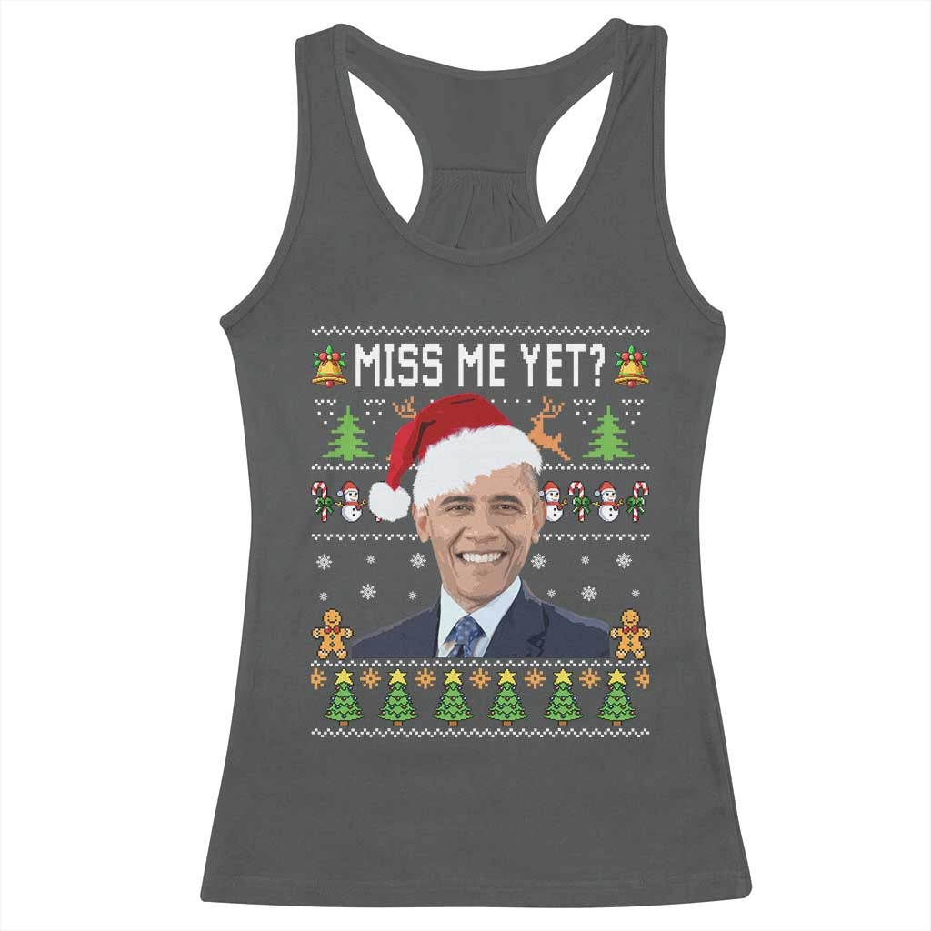 Funny Obama Ugly Xmas Racerback Tank Top Miss Me Yet Pajamas Ugly - Wonder Print Shop