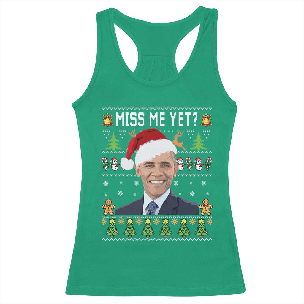 Funny Obama Ugly Xmas Racerback Tank Top Miss Me Yet Pajamas Ugly - Wonder Print Shop