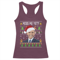 Funny Obama Ugly Xmas Racerback Tank Top Miss Me Yet Pajamas Ugly - Wonder Print Shop