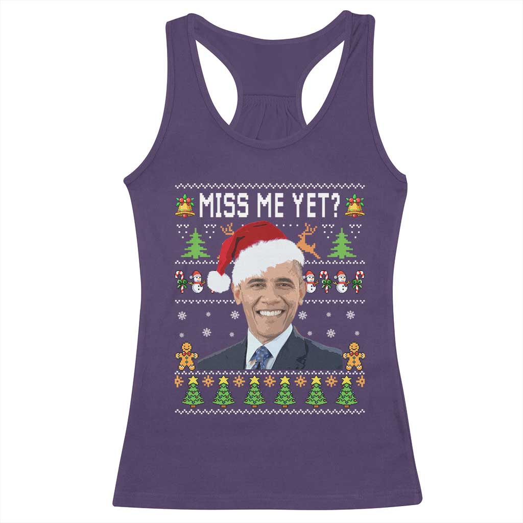 Funny Obama Ugly Xmas Racerback Tank Top Miss Me Yet Pajamas Ugly - Wonder Print Shop