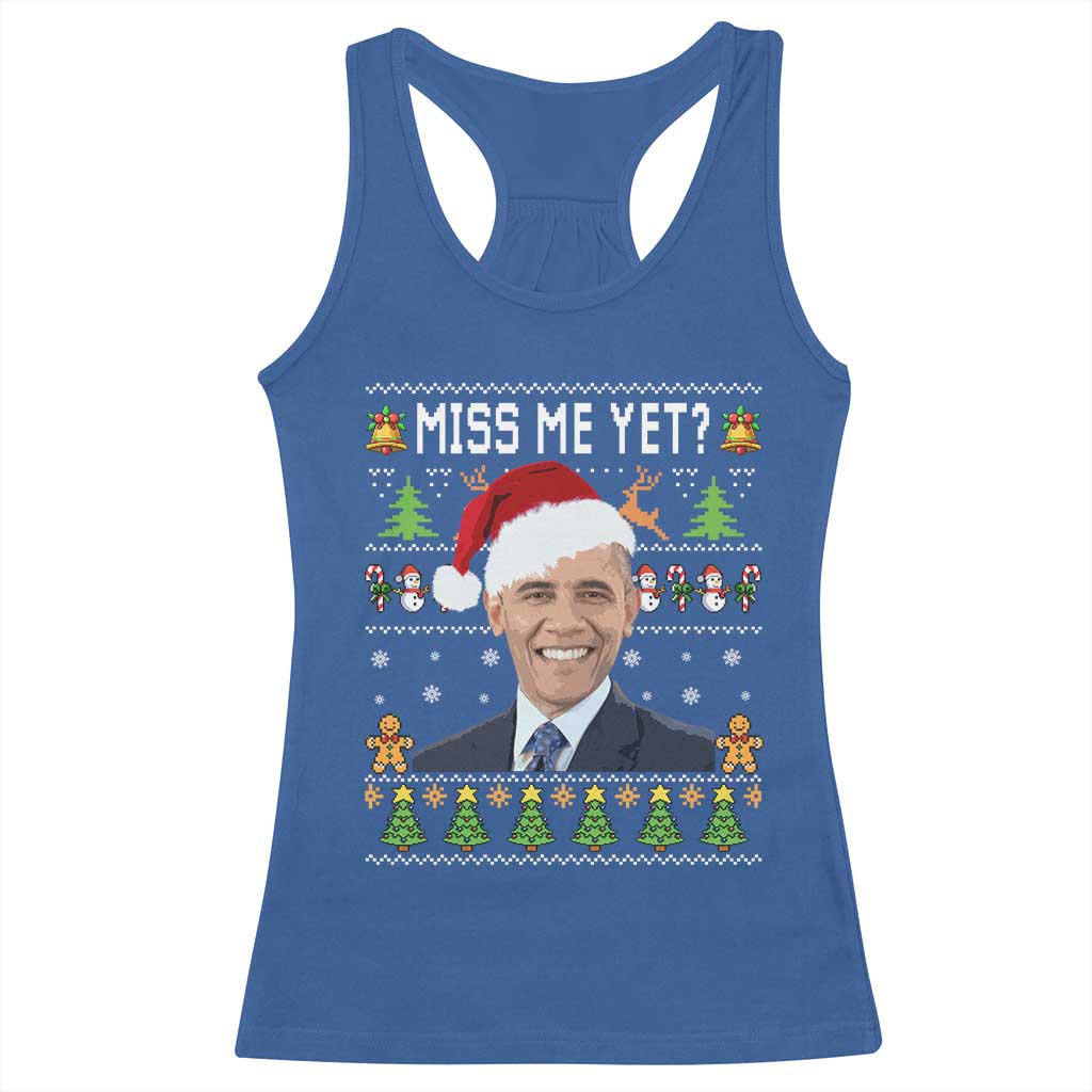 Funny Obama Ugly Xmas Racerback Tank Top Miss Me Yet Pajamas Ugly - Wonder Print Shop