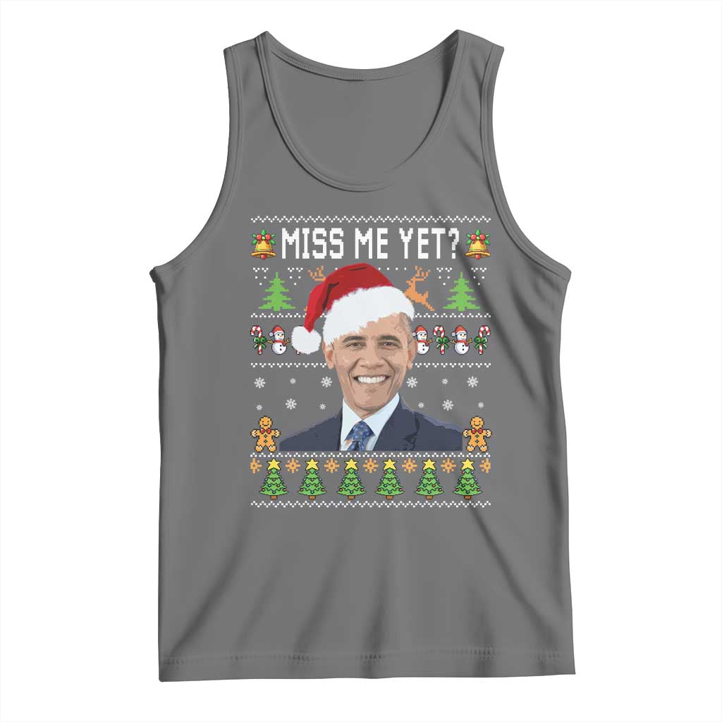 Funny Obama Ugly Xmas Tank Top Miss Me Yet Pajamas Ugly - Wonder Print Shop