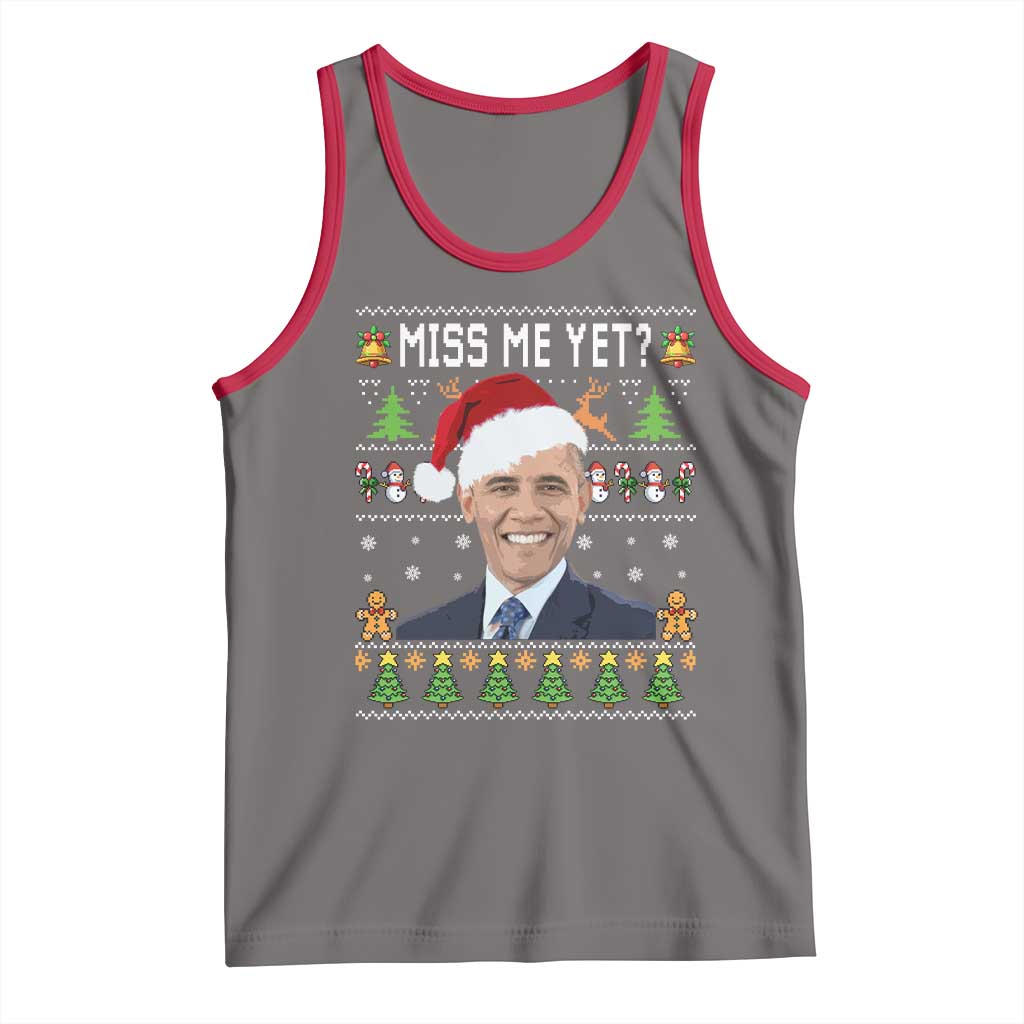 Funny Obama Ugly Xmas Tank Top Miss Me Yet Pajamas Ugly - Wonder Print Shop