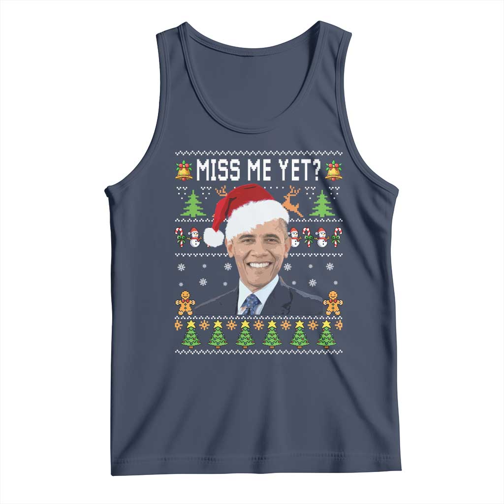 Funny Obama Ugly Xmas Tank Top Miss Me Yet Pajamas Ugly - Wonder Print Shop