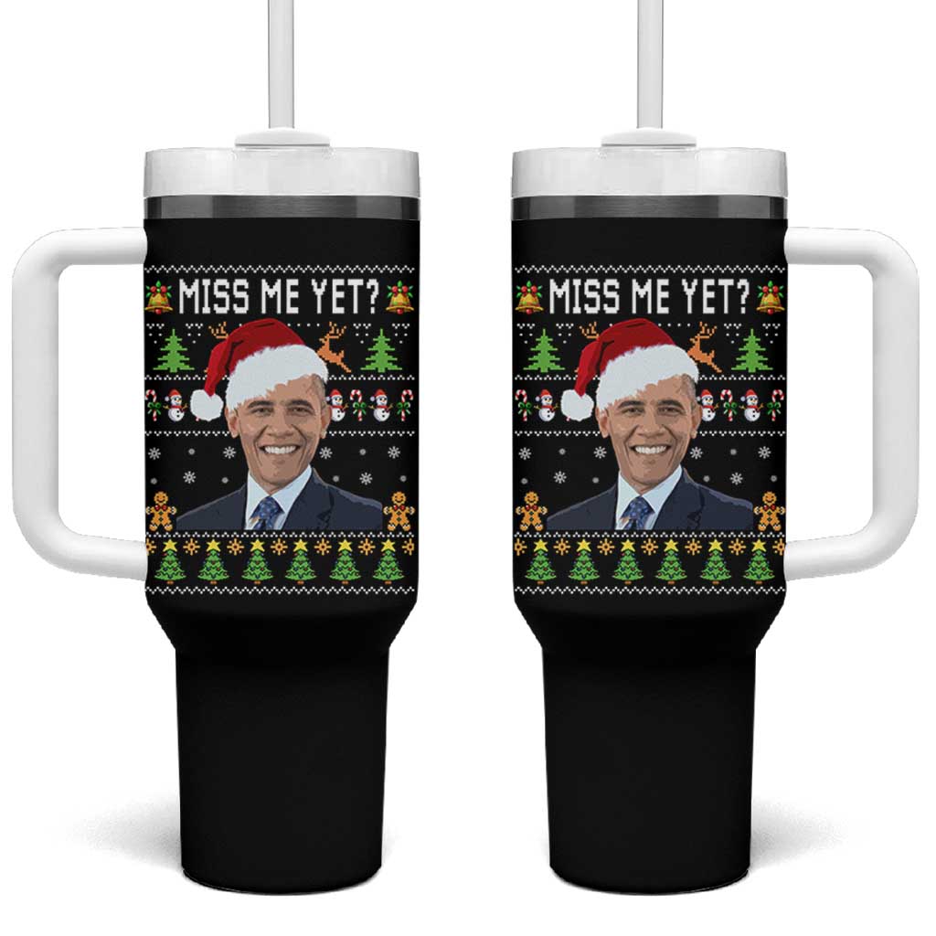 Funny Obama Ugly Xmas Tumbler With Handle Miss Me Yet Pajamas Ugly - Wonder Print Shop