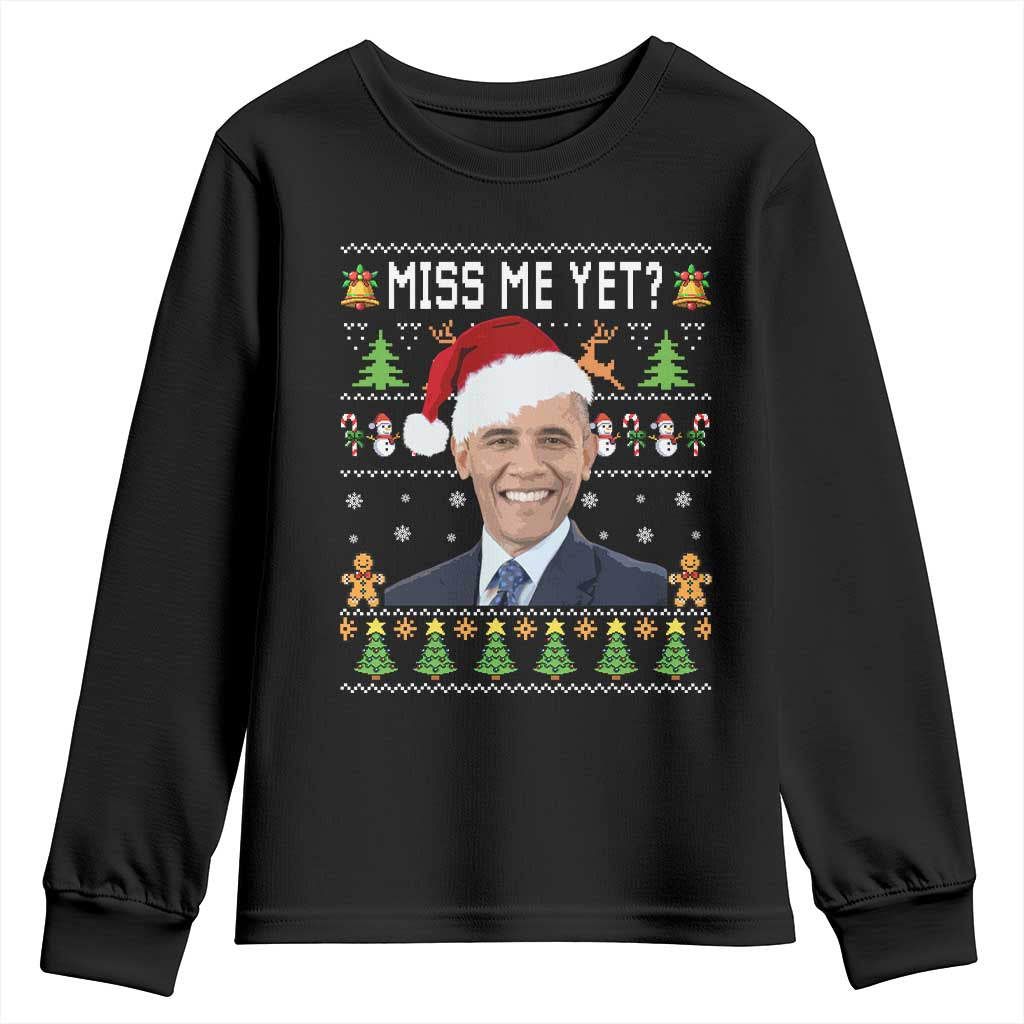 Funny Obama Ugly Xmas Youth Sweatshirt Miss Me Yet Pajamas Ugly - Wonder Print Shop