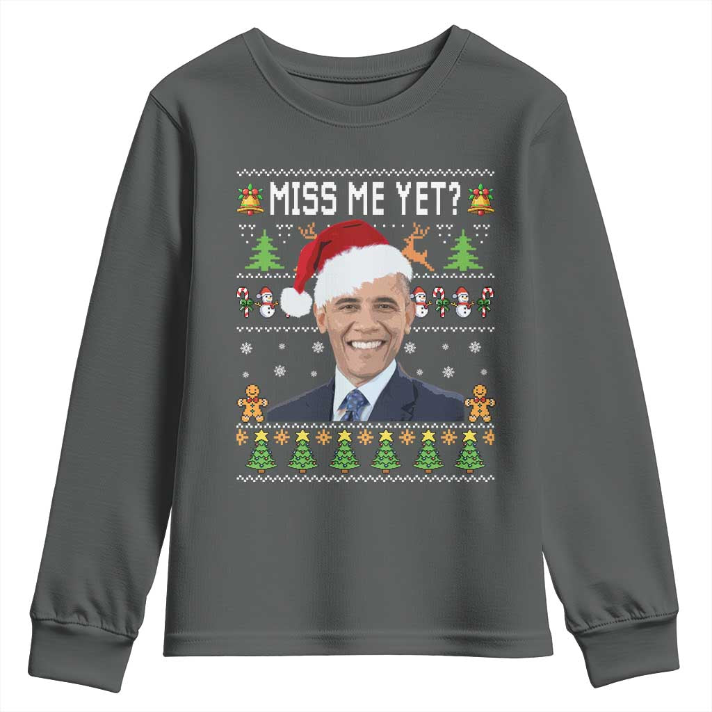 Funny Obama Ugly Xmas Youth Sweatshirt Miss Me Yet Pajamas Ugly - Wonder Print Shop