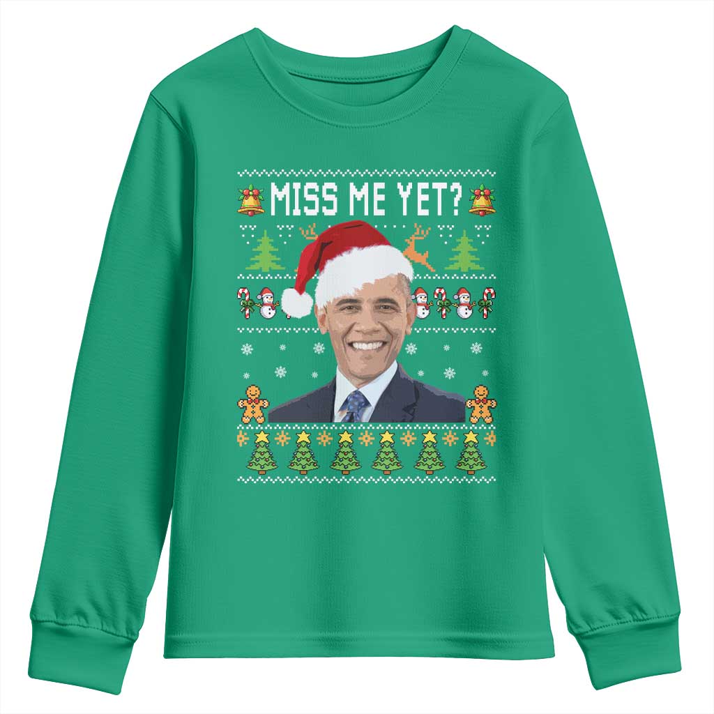 Funny Obama Ugly Xmas Youth Sweatshirt Miss Me Yet Pajamas Ugly - Wonder Print Shop