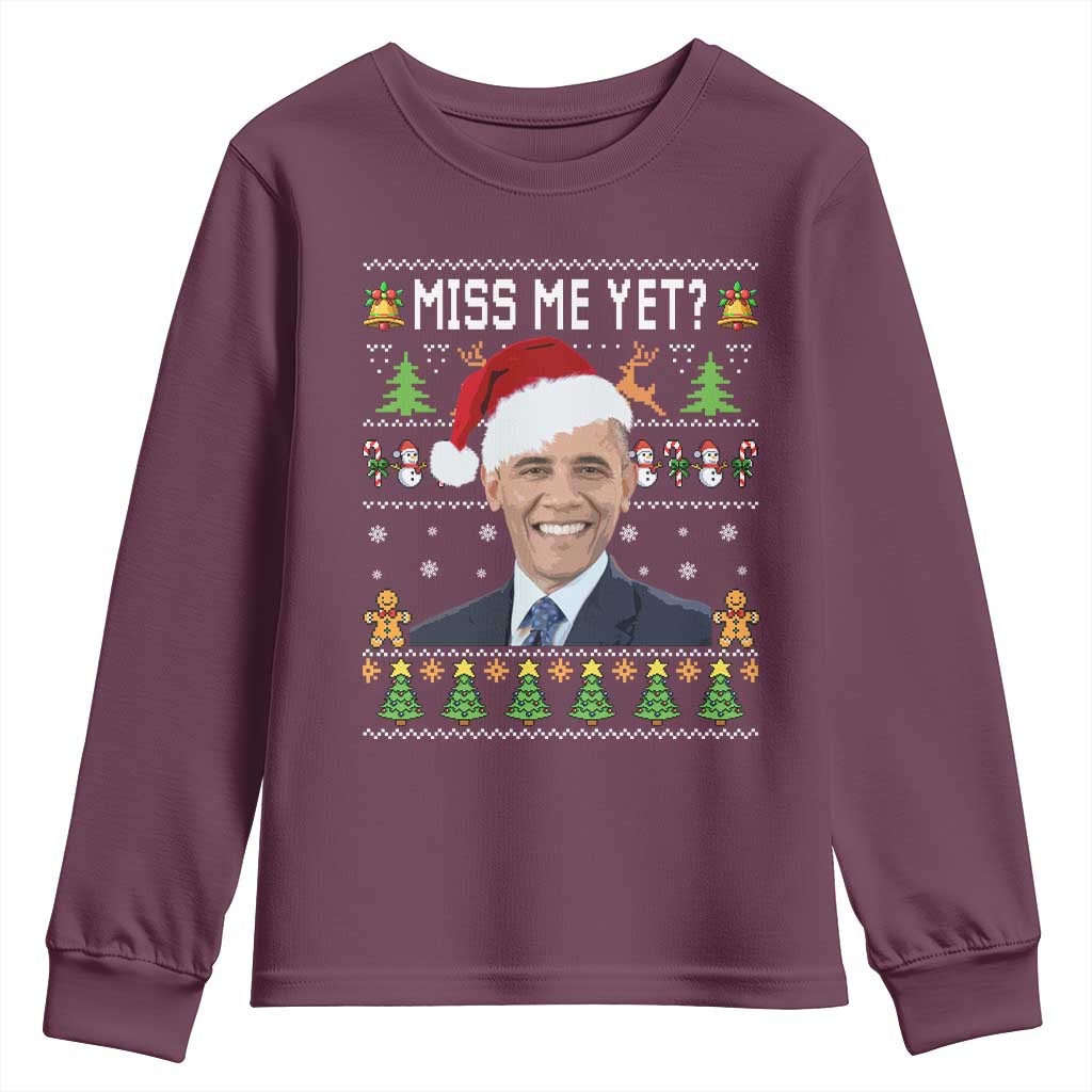 Funny Obama Ugly Xmas Youth Sweatshirt Miss Me Yet Pajamas Ugly - Wonder Print Shop