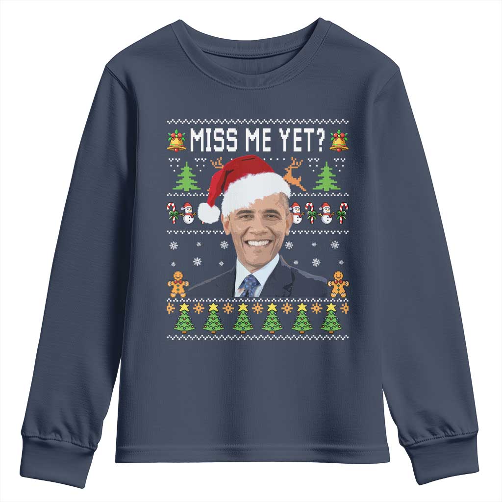 Funny Obama Ugly Xmas Youth Sweatshirt Miss Me Yet Pajamas Ugly - Wonder Print Shop