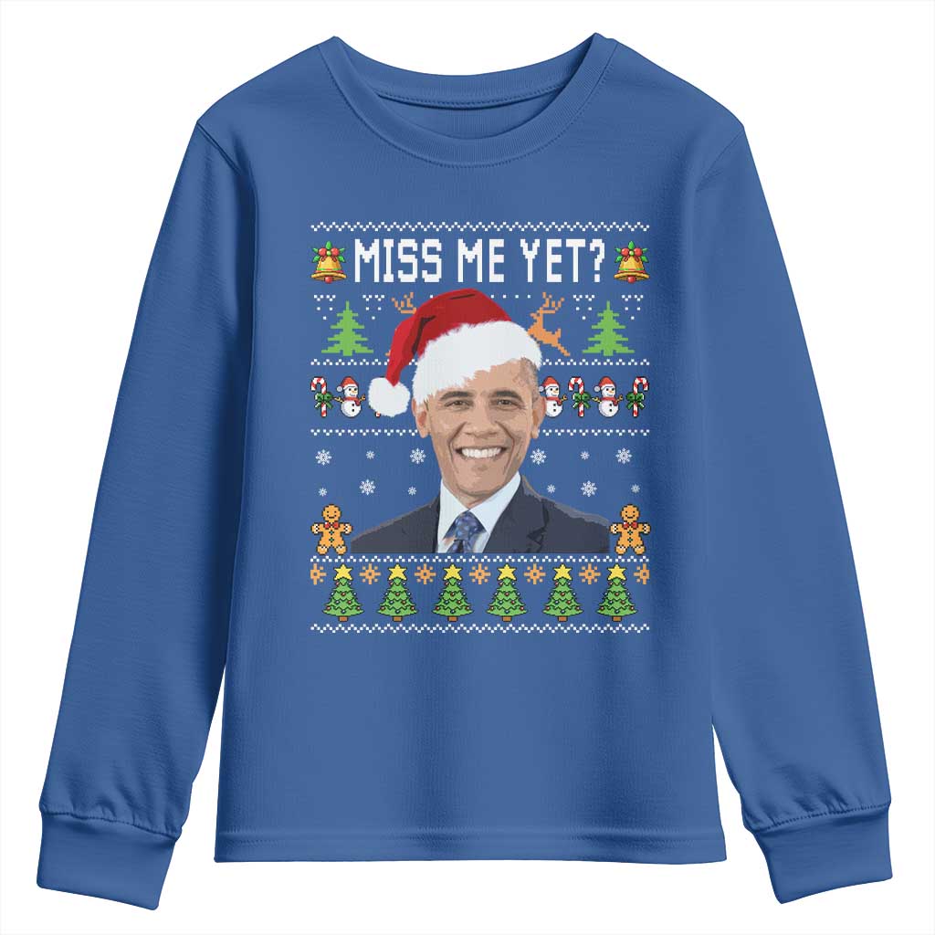 Funny Obama Ugly Xmas Youth Sweatshirt Miss Me Yet Pajamas Ugly - Wonder Print Shop