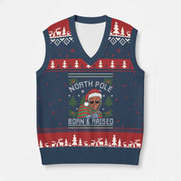 Funny Ugly Xmas V-Neck Knit Sweater Vest Fresh North Pole Born Raised Prince - Wonder Print Shop