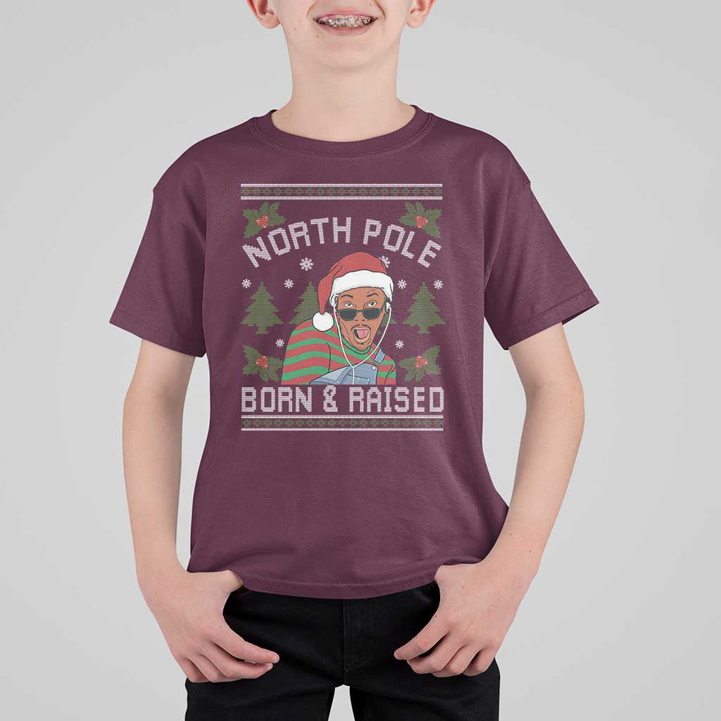 Funny Ugly Christmas T Shirt For Kid Fresh North Pole Born Raised Prince - Wonder Print Shop