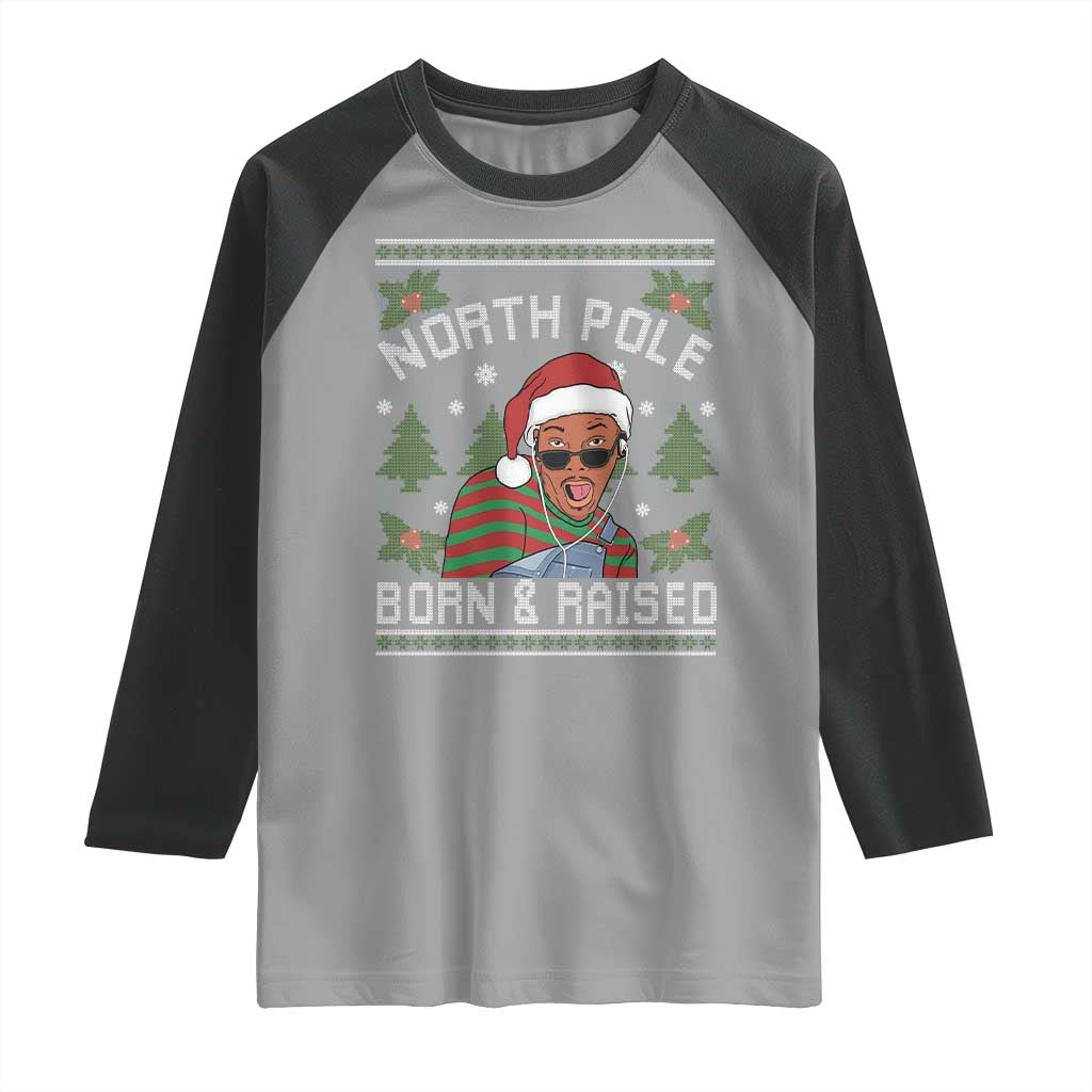 Funny Ugly Christmas Raglan Shirt Fresh North Pole Born Raised Prince - Wonder Print Shop