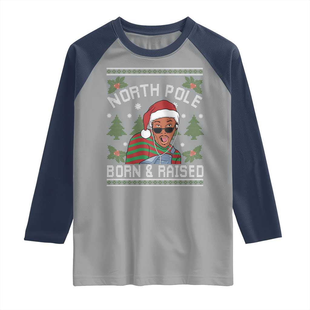 Funny Ugly Christmas Raglan Shirt Fresh North Pole Born Raised Prince - Wonder Print Shop