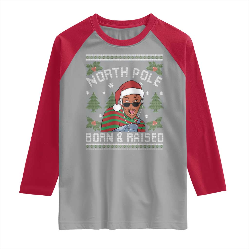 Funny Ugly Christmas Raglan Shirt Fresh North Pole Born Raised Prince - Wonder Print Shop