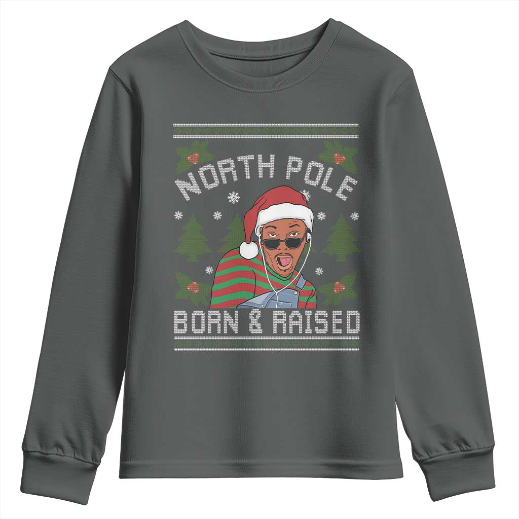 Funny Ugly Christmas Youth Sweatshirt Fresh North Pole Born Raised Prince - Wonder Print Shop