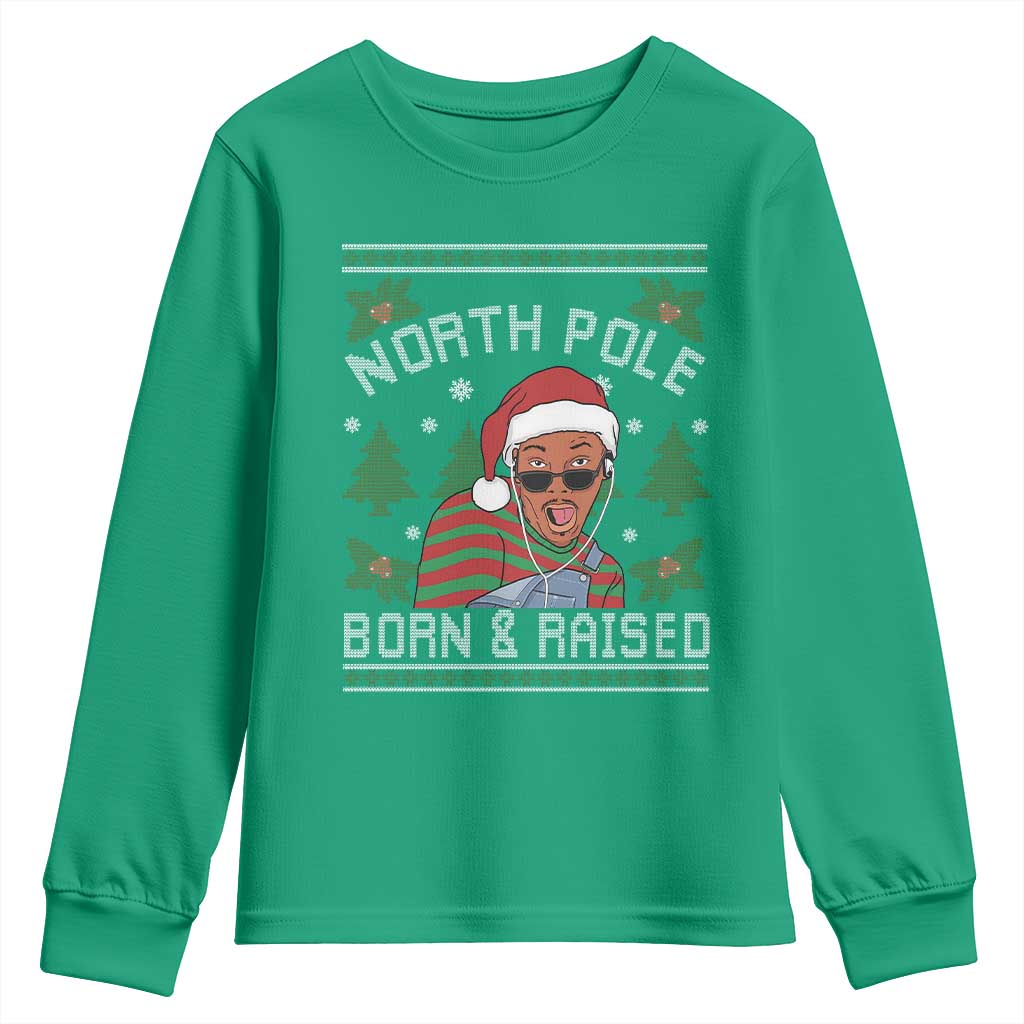 Funny Ugly Christmas Youth Sweatshirt Fresh North Pole Born Raised Prince - Wonder Print Shop