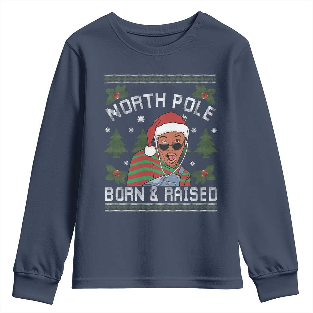 Funny Ugly Christmas Youth Sweatshirt Fresh North Pole Born Raised Prince - Wonder Print Shop