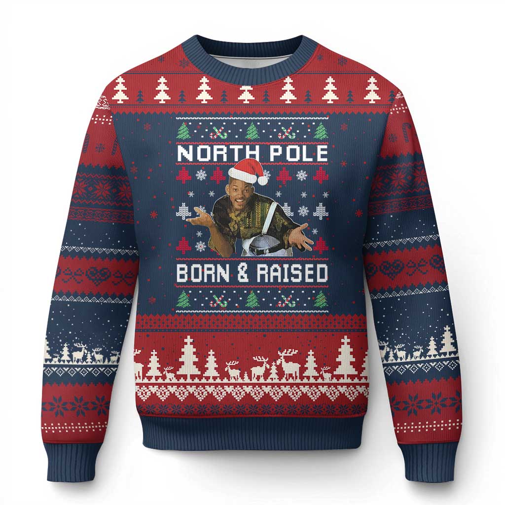 Funny Ugly Xmas Ugly Christmas Sweater Fresh North Pole Born and Raised Prince - Wonder Print Shop