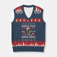Funny Ugly Xmas V-Neck Knit Sweater Vest Fresh North Pole Born and Raised Prince - Wonder Print Shop