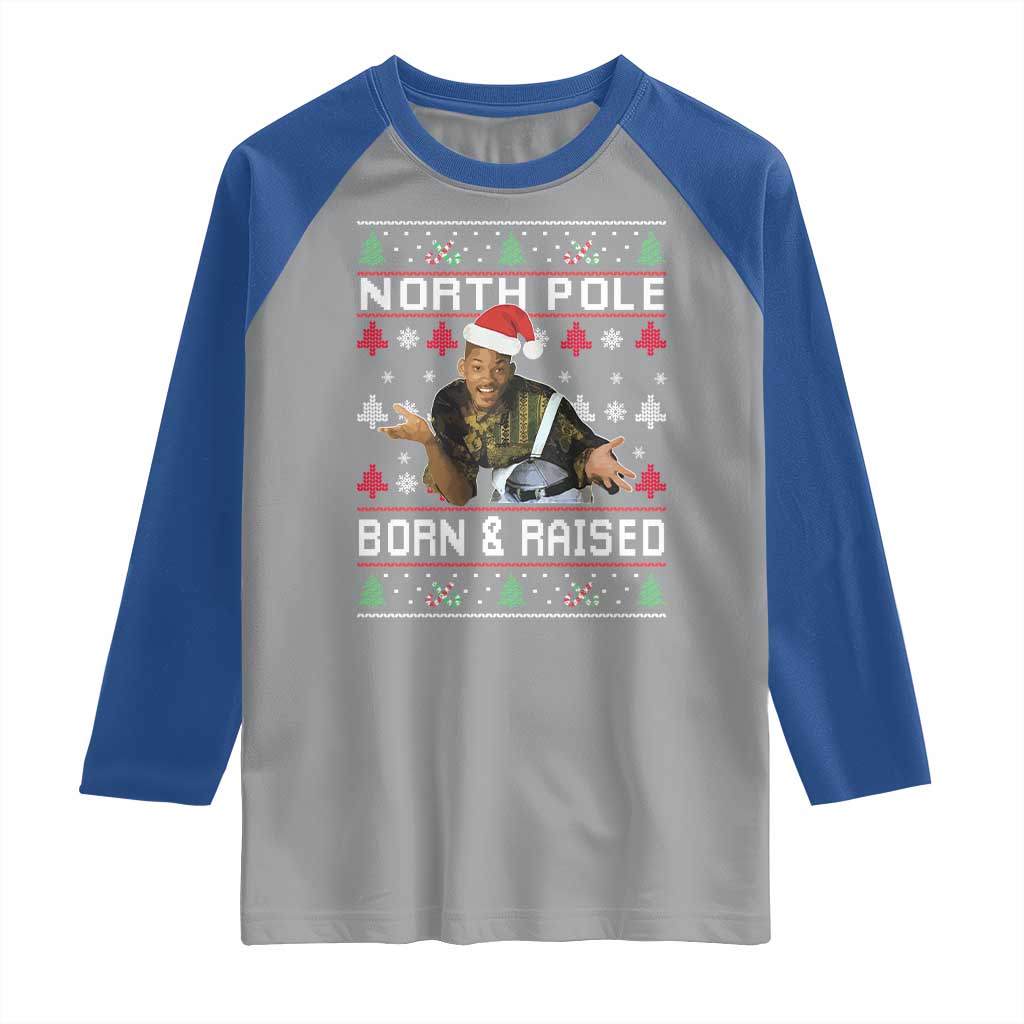 Funny Ugly Christmas Raglan Shirt Fresh North Pole Born and Raised Prince - Wonder Print Shop