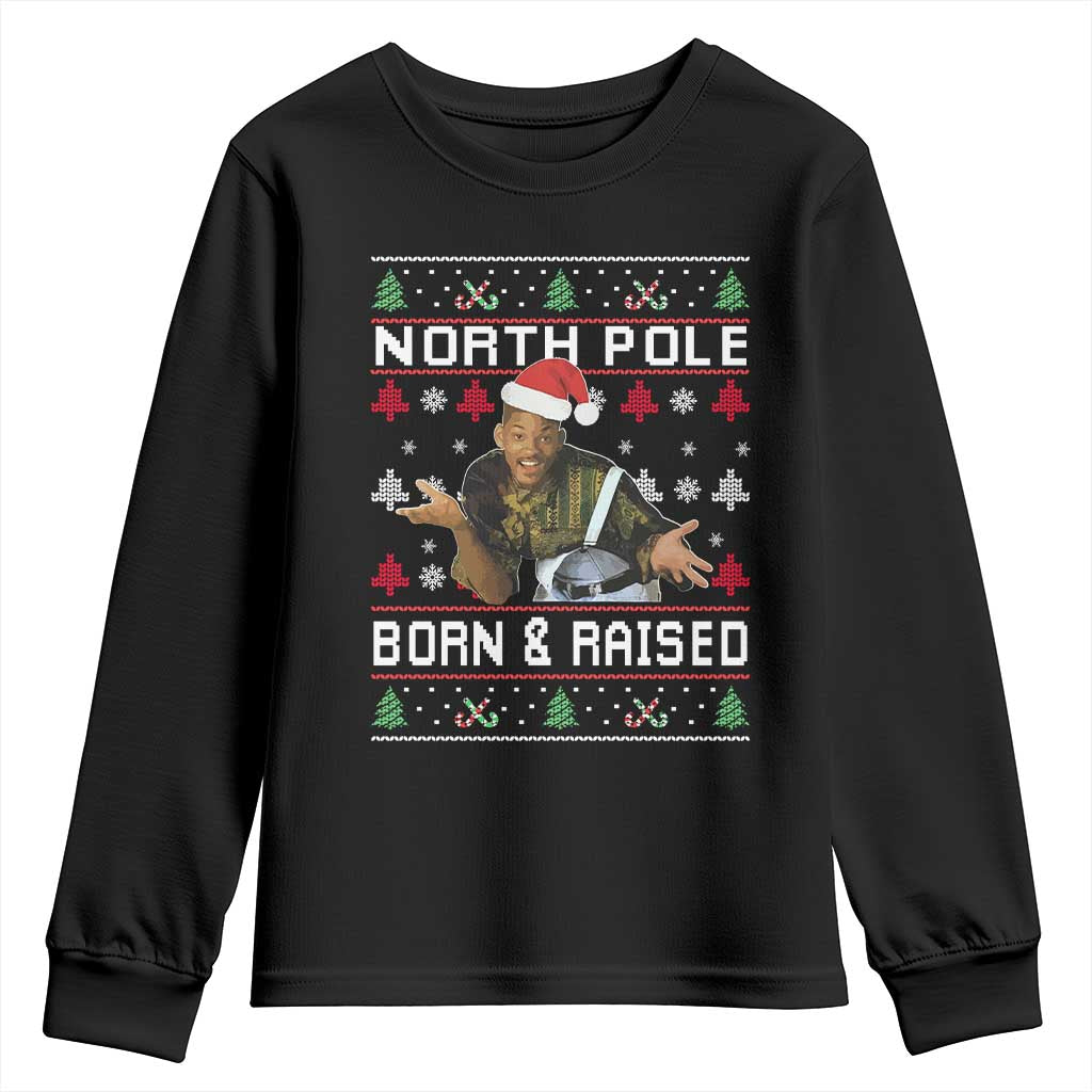Funny Ugly Christmas Youth Sweatshirt Fresh North Pole Born and Raised Prince - Wonder Print Shop