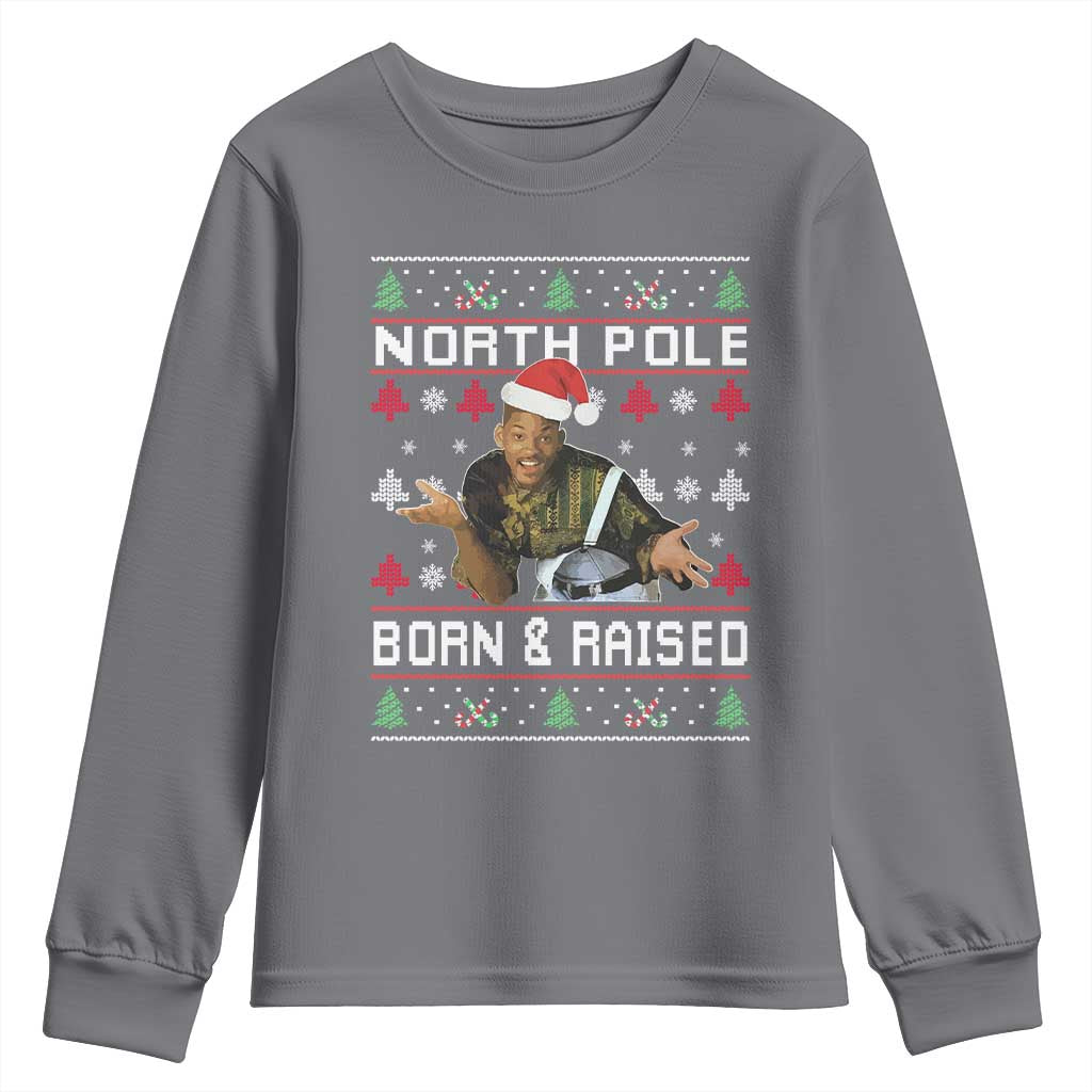 Funny Ugly Christmas Youth Sweatshirt Fresh North Pole Born and Raised Prince - Wonder Print Shop