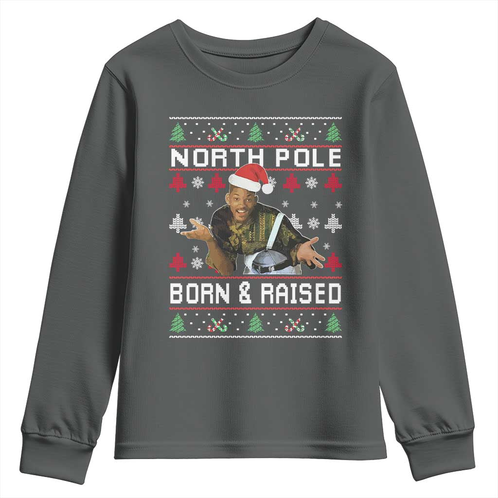 Funny Ugly Christmas Youth Sweatshirt Fresh North Pole Born and Raised Prince - Wonder Print Shop