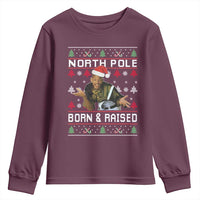 Funny Ugly Christmas Youth Sweatshirt Fresh North Pole Born and Raised Prince - Wonder Print Shop