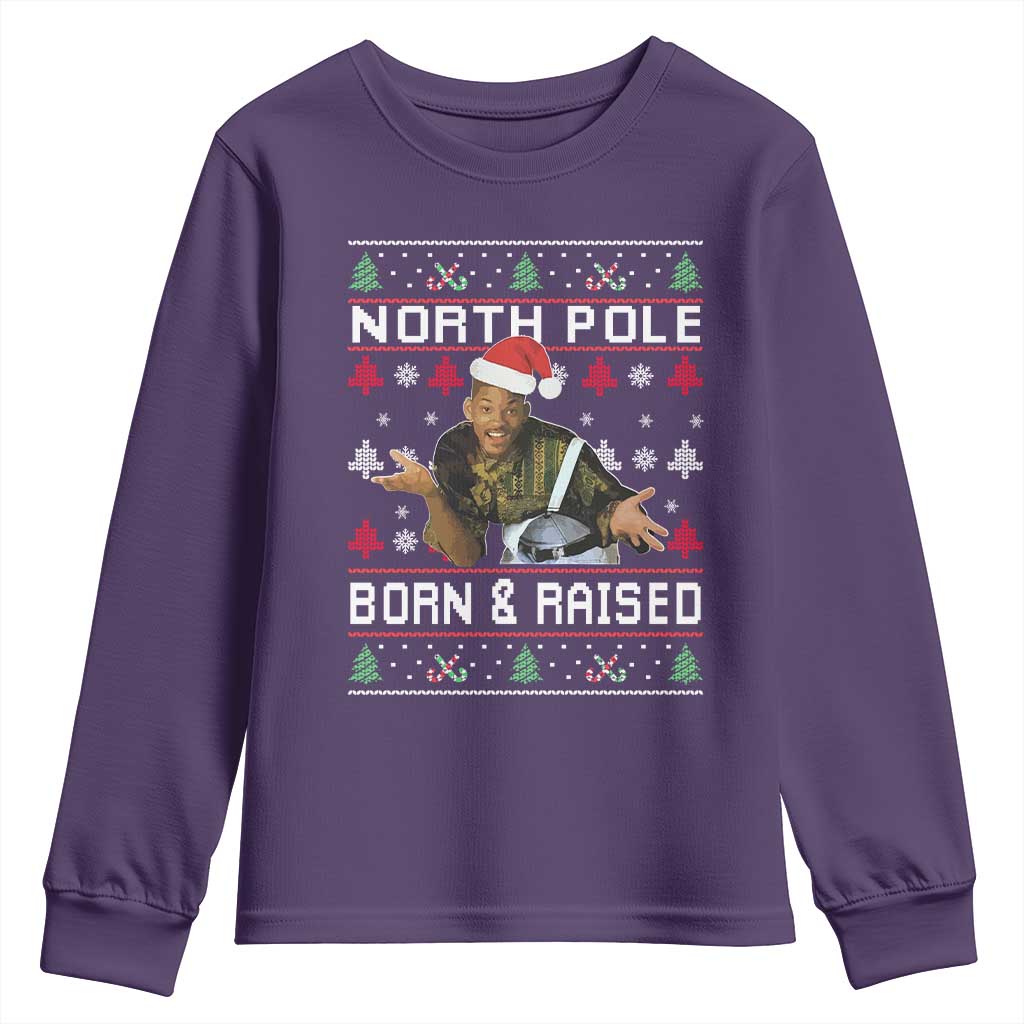 Funny Ugly Christmas Youth Sweatshirt Fresh North Pole Born and Raised Prince - Wonder Print Shop