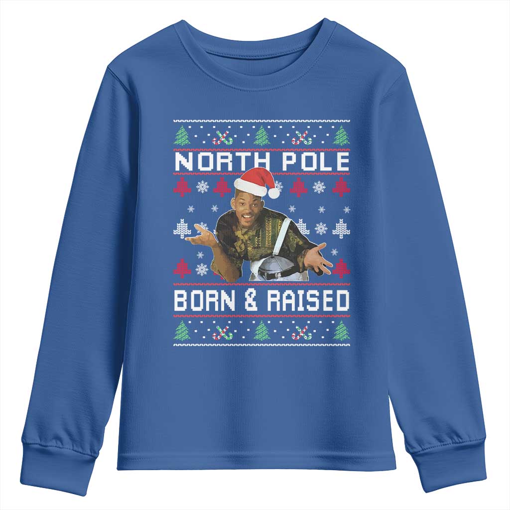 Funny Ugly Christmas Youth Sweatshirt Fresh North Pole Born and Raised Prince - Wonder Print Shop