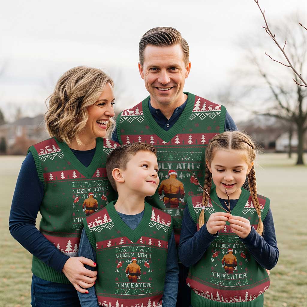 Funny Xmas V-Neck Knit Sweater Vest Merry Chrithmith Ugly Ath Thweater Tyson - Wonder Print Shop