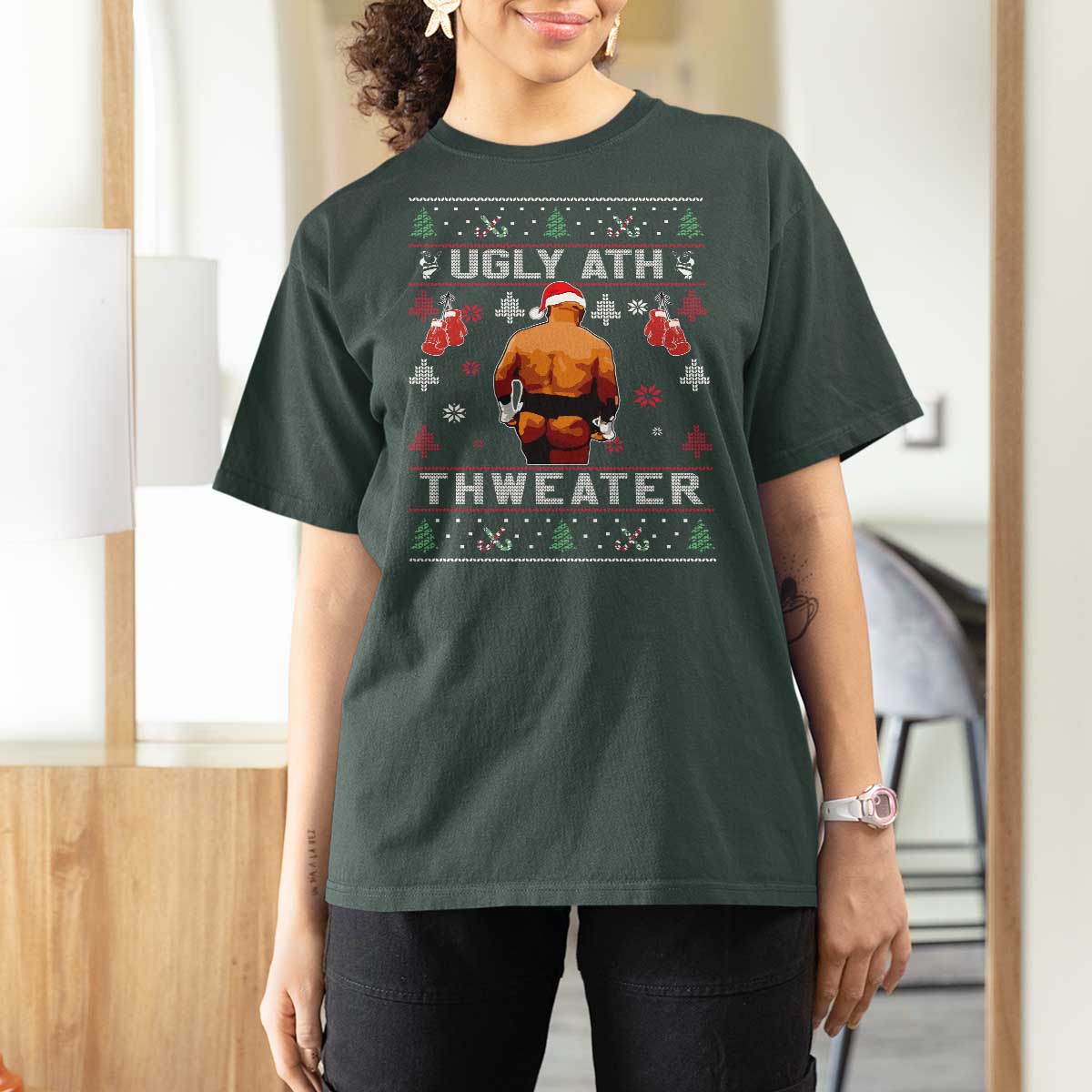 Funny Christmas T Shirt For Women Merry Chrithmith Ugly Ath Thweater Tyson - Wonder Print Shop