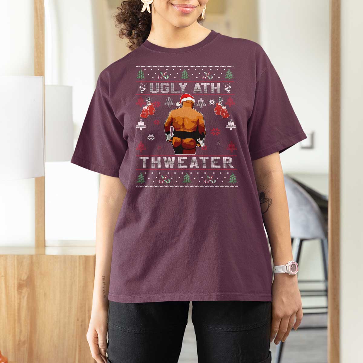 Funny Christmas T Shirt For Women Merry Chrithmith Ugly Ath Thweater Tyson - Wonder Print Shop