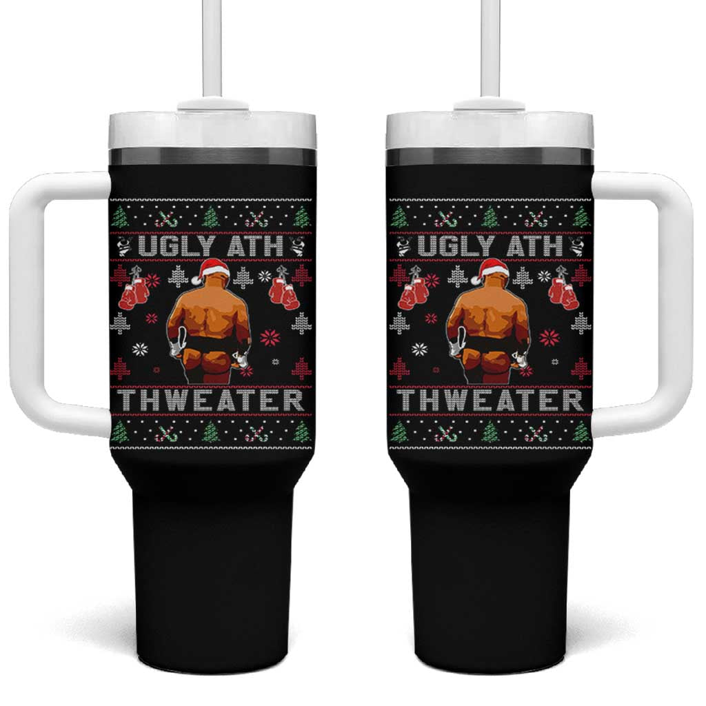 Funny Christmas Tumbler With Handle Merry Chrithmith Ugly Ath Thweater Tyson - Wonder Print Shop