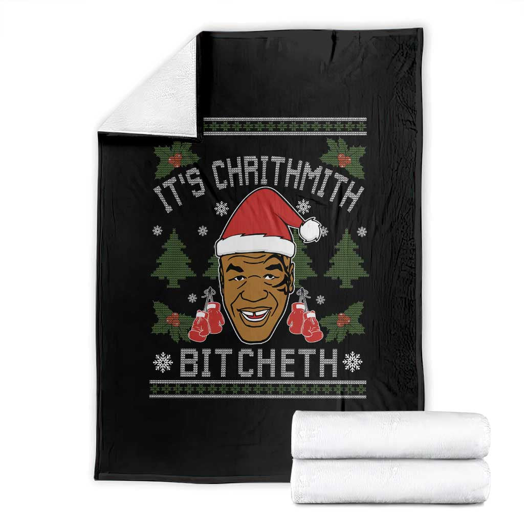 Funny Christmas Throw Blanket Merry Chrithmith Ath Thweater Tyson Professional Boxer Ugly Xmas - Wonder Print Shop
