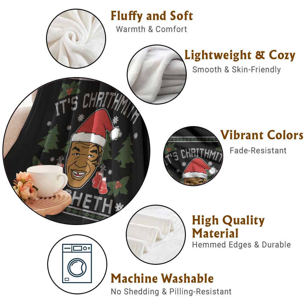 Funny Christmas Throw Blanket Merry Chrithmith Ath Thweater Tyson Professional Boxer Ugly Xmas - Wonder Print Shop