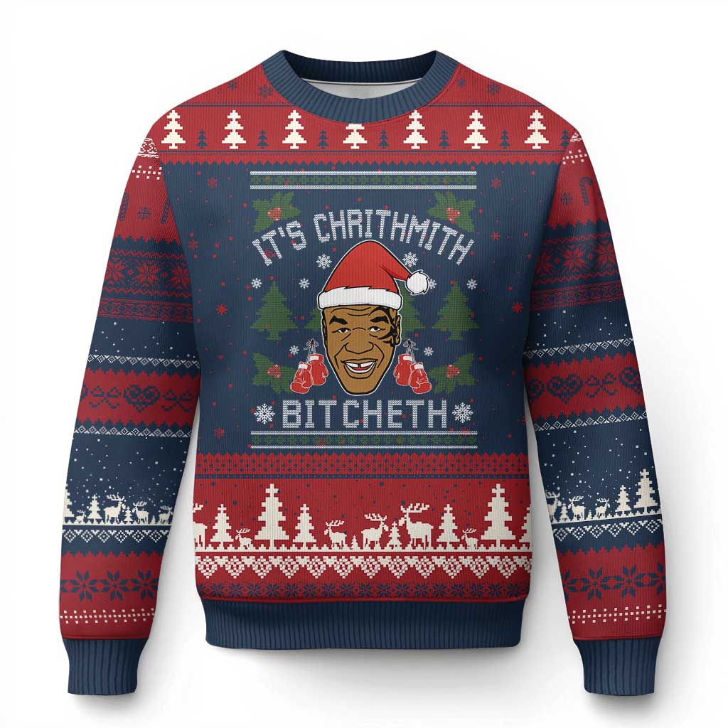 Funny Xmas Ugly Christmas Sweater Merry Chrithmith Ath Thweater Tyson Professional Boxer Ugly Xmas - Wonder Print Shop